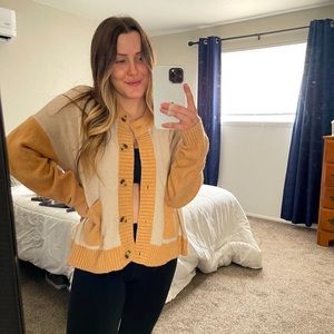 BNWT Madewell Colorblock Colburne Cardigan Sweater in Coziest Textured Yarn